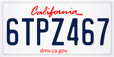 CA license plate 6TPZ467