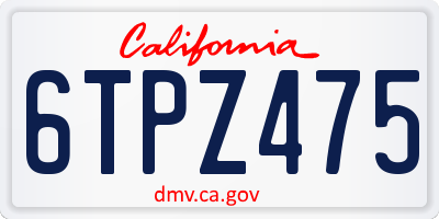 CA license plate 6TPZ475