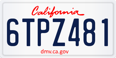 CA license plate 6TPZ481