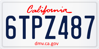 CA license plate 6TPZ487