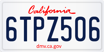 CA license plate 6TPZ506