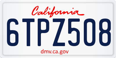 CA license plate 6TPZ508
