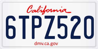 CA license plate 6TPZ520
