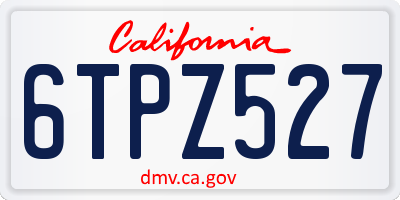 CA license plate 6TPZ527