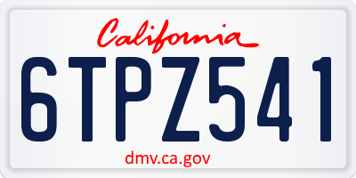 CA license plate 6TPZ541