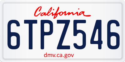 CA license plate 6TPZ546