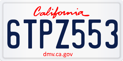 CA license plate 6TPZ553