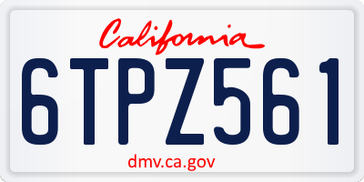 CA license plate 6TPZ561