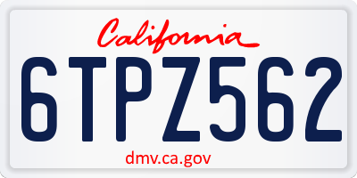 CA license plate 6TPZ562