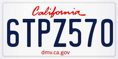 CA license plate 6TPZ570