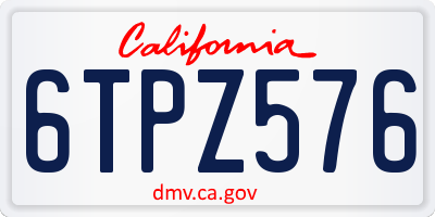 CA license plate 6TPZ576