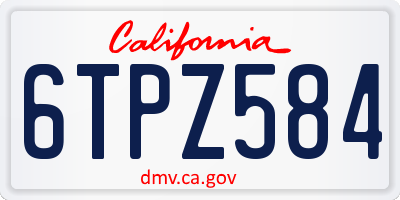 CA license plate 6TPZ584