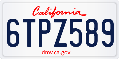 CA license plate 6TPZ589