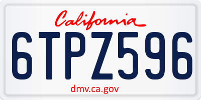 CA license plate 6TPZ596