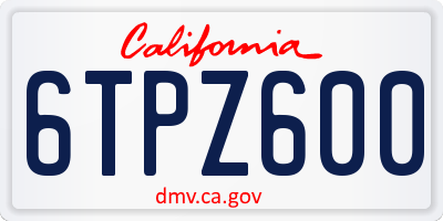 CA license plate 6TPZ600