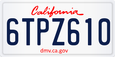 CA license plate 6TPZ610