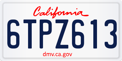 CA license plate 6TPZ613