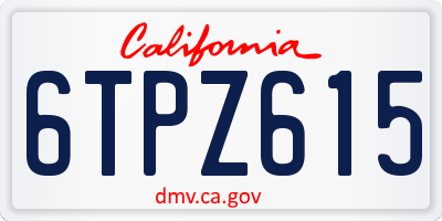 CA license plate 6TPZ615