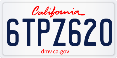 CA license plate 6TPZ620