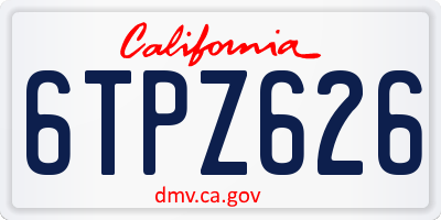 CA license plate 6TPZ626