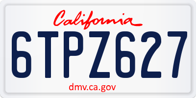CA license plate 6TPZ627