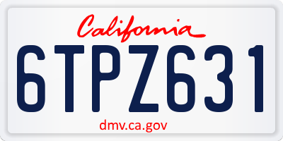 CA license plate 6TPZ631