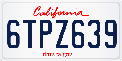 CA license plate 6TPZ639