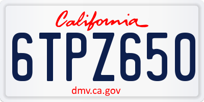 CA license plate 6TPZ650