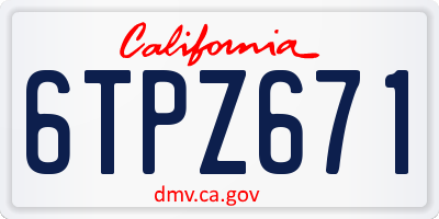 CA license plate 6TPZ671