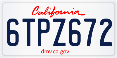 CA license plate 6TPZ672