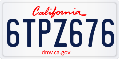 CA license plate 6TPZ676