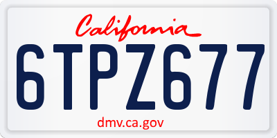 CA license plate 6TPZ677