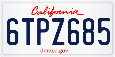 CA license plate 6TPZ685