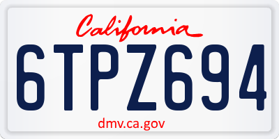 CA license plate 6TPZ694