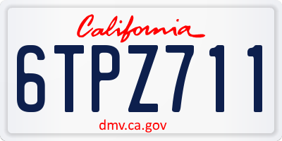 CA license plate 6TPZ711