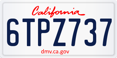 CA license plate 6TPZ737