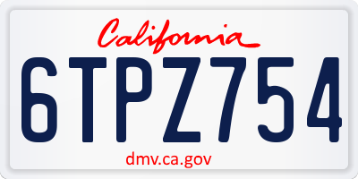 CA license plate 6TPZ754