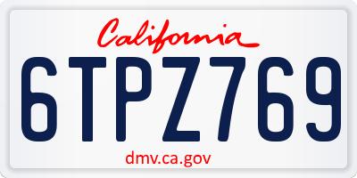 CA license plate 6TPZ769