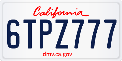 CA license plate 6TPZ777