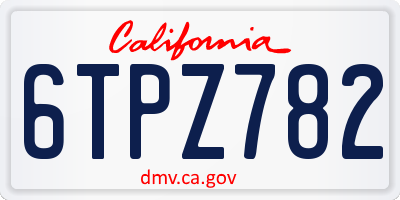 CA license plate 6TPZ782