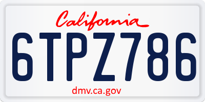 CA license plate 6TPZ786