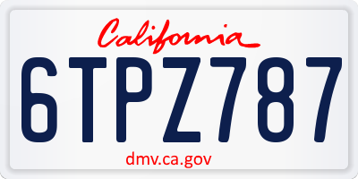 CA license plate 6TPZ787