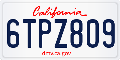CA license plate 6TPZ809