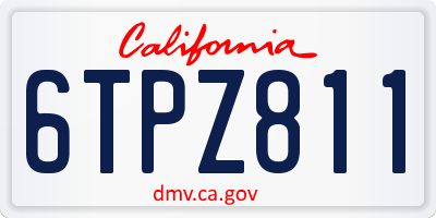 CA license plate 6TPZ811
