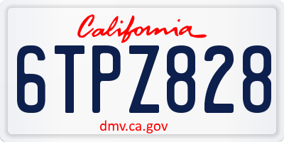 CA license plate 6TPZ828