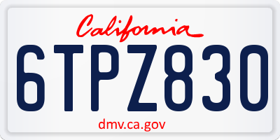 CA license plate 6TPZ830