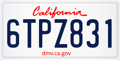 CA license plate 6TPZ831