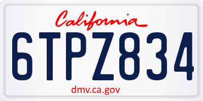 CA license plate 6TPZ834