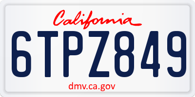 CA license plate 6TPZ849