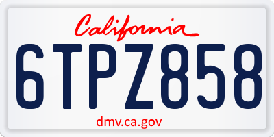 CA license plate 6TPZ858